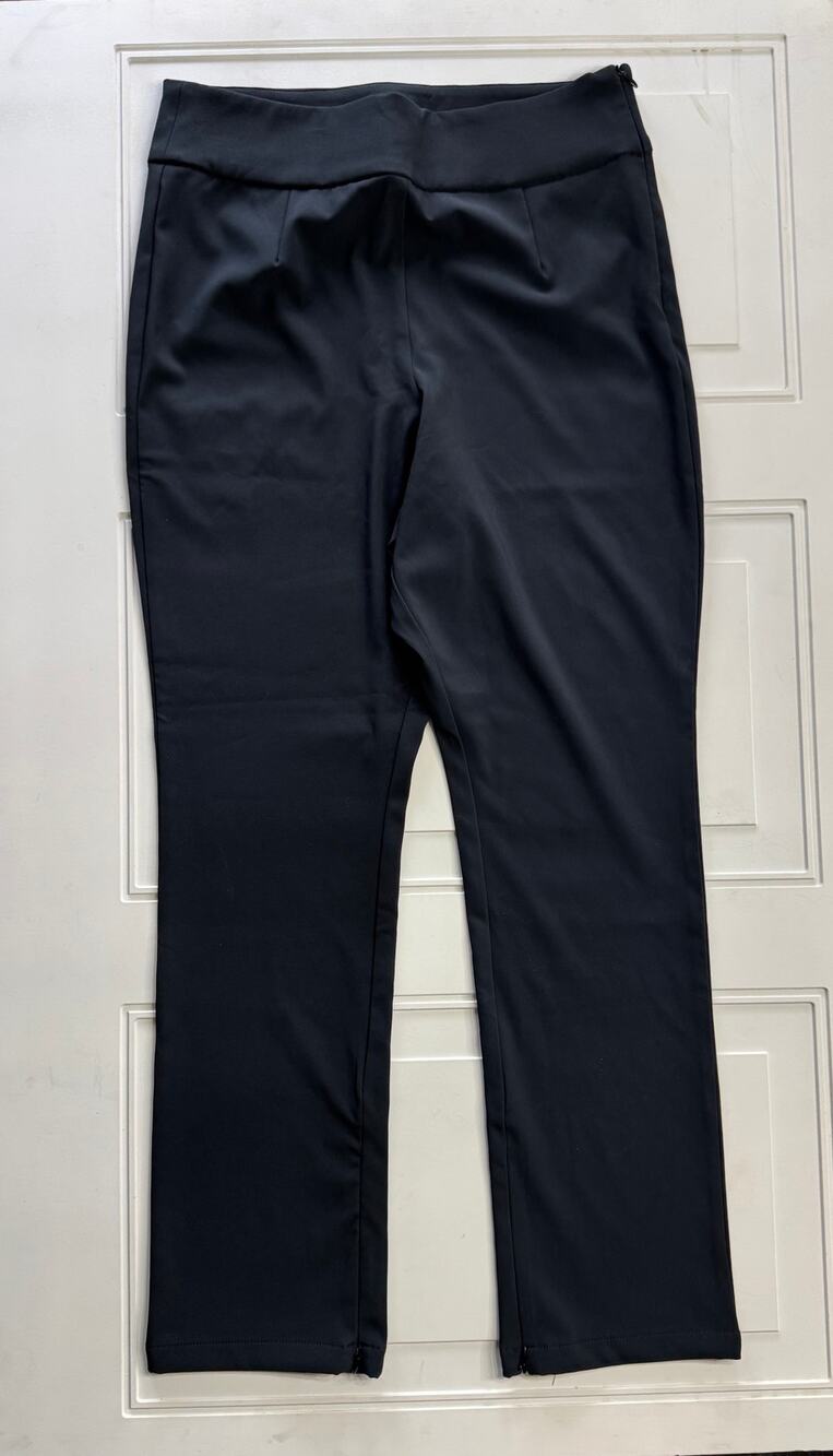 Good American Womens Sz 4 The Exec Black Trousers Pants Straight Leg Side Zip